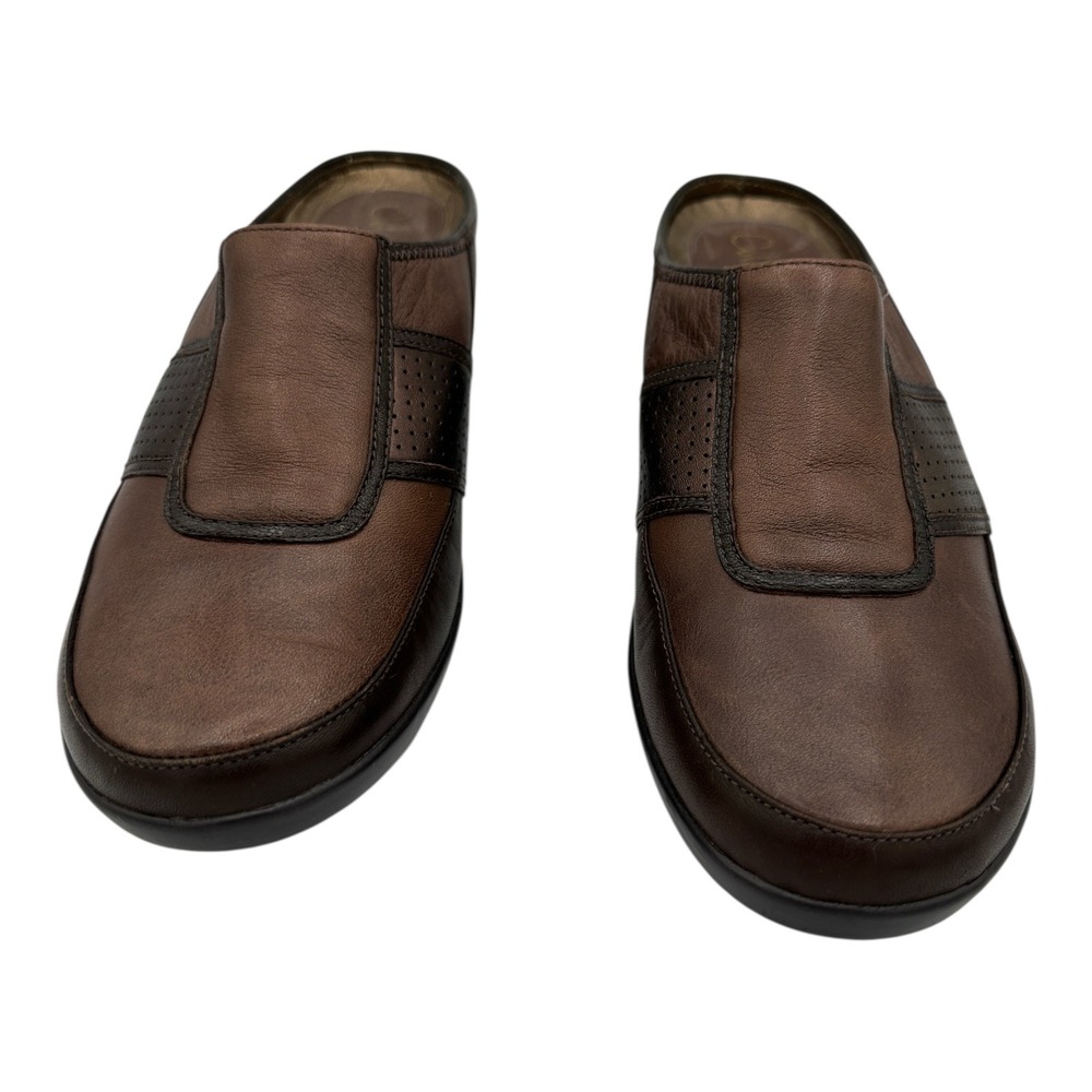 Cole Haan Women's Brown Leather Perforated  Clogs Slip On Comfort Shoes Size 10